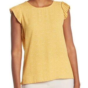 Adrianna Papell Dot Print Ruffle Sleeve Top